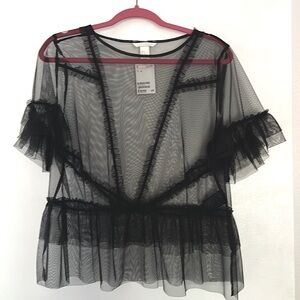 NWT black sheer blouse